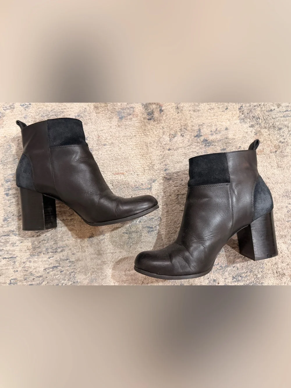 Cole Haan Women's Black Leather Block Heel Ankle Boots